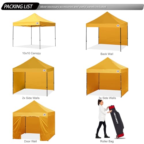 Image of ABCCANOPY Heavy Duty Easy Pop up Canopy Tent with Sidewalls 10x10, Gold