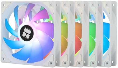 Thermalright TL-C12CW-S X5 CPU Fan 120mm ARGB Case Cooler Fan, 4pin PWM Silent Computer with S-FDB Bearing Included, up to 1550RPM Cooling Fan（5 Quantities）