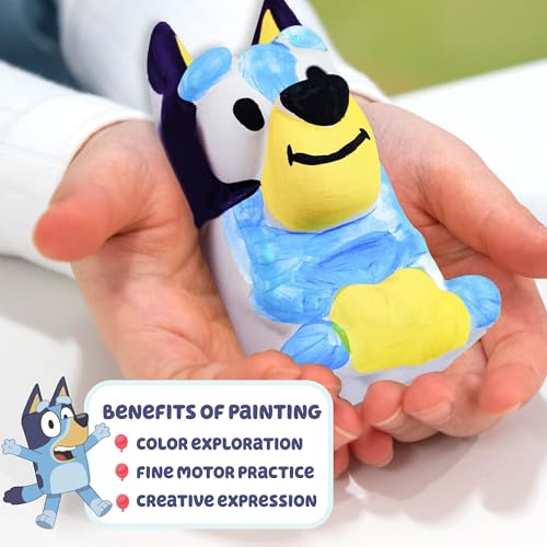 Image of Bluey Paint Your Own Figurine, Fun Paintable Ceramic Figure, Includes 6 Acrylic Paints, Paintbrush, Toys, Birthday Decorations, Party Favors, Kids Activities