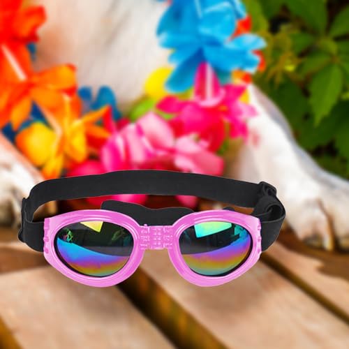 Hundebrille Sonnenbrille für Hunde Anti-UV Schutzbrille, Winddichte Wasserdichte Dog Polarized Sunglasses mit Verstellbarer Riemen für Kleine und Mittlere Hunde (1 Schwarz,Einstellbar)