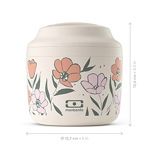 Monbento - Insulated Lunch Box Mb Element Bloom - Leakproof And Insulated Container Keeps Food Hot/Cold For Up To 10 Hours - Work Lunch Packing - Bpa Free - Food Grade Safe - Flowers Pattern - Pink #TOP2