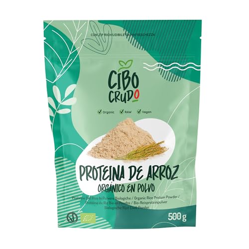Proteina de Arroz Organica - 500g. Proteina Vegana y Organica de Origen Vegetal. Proteínas Libre de Gluten Soja y Lactosa. Proteína Cruda y Natural.