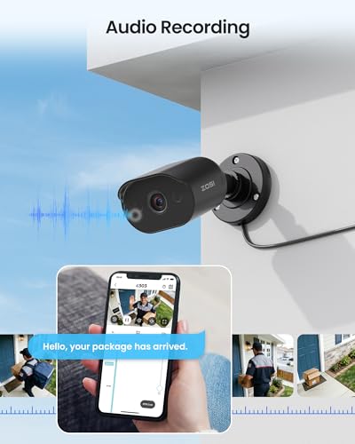 Image of ZOSI 1080p Wired Outdoor Security Camera with Audio Recording, 2MP TVI Surveillance CCTV Bullet Camera Indoor, 80ft IR Night Vision, 90 Wide View, IP66 Weatherproof, Works with Our DVR
