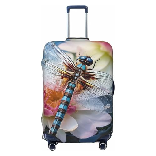 Elastic Travel Luggage Cover for Suitcase Tsa Approved Stretch Scratch-Resistant Suitcase Protector Cover Washable Dragonfly lotus Baggage Covers Fits 18-32 Inch Luggage Case