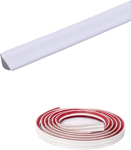 PVC Quadrant Trim,Skirting Board,Moulding Trim,Plastic Wall Corner Decoration Edging Strip Self Adhesive,Caulk Strip,Laminate Beading Anti-Mold Skirting Board,(3 Meters Long,12mm*9mm)