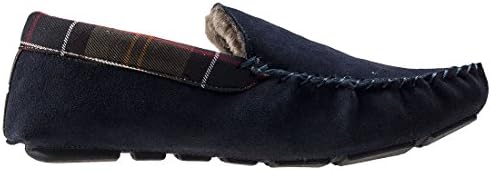 Barbour Mens Monty Winter Suede Durable Moccasin Faux Fur Slippers - Navy Suede - 6.5 | Image 5