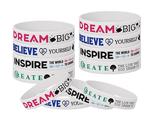 BQL-12-Pack-Inspirational-Wristbands-with-Positive-Messages-White-Silicone-Inspirational-Quote-Bracelets-Unisex-Gifts-for-Gymnastics-Cheerleading-Party-Favors-Women-Girl