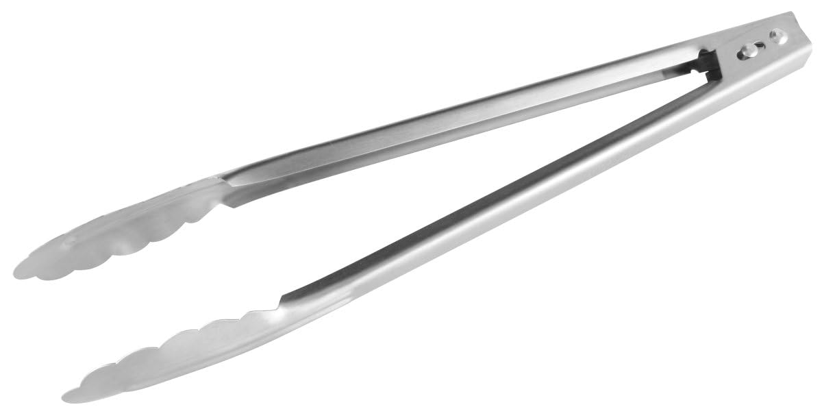 FACKELMANN Multi-Purpose Kitchen Tongs Stainless Steel Length 30cm, Heat Resistant, Heavy Duty BBQ Tongs, Metal Food Tongs, Cooking & Serving, Locking Clip Mechanism, Dishwasher Safe, Silver