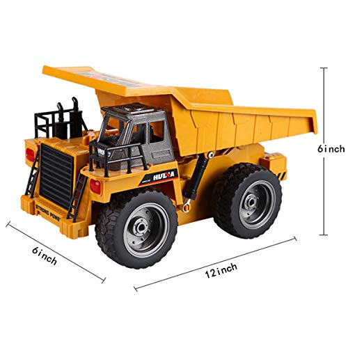 Fisca Remote Control Dump Truck 2.4Ghz Rc Truck 6 Channel 4Wd Mine Construction Vehicle Toy With Led Light And Metal Cab For Kids Age 5 6 7 8 9 And Up Years Old #TOP7