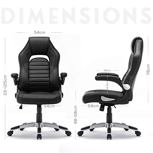 IntimaTe-WM-Heart-Gaming-Silla-Silla-Oficina-Silla-de-Escritorio-Giratoria-y-Ergonomica-Silla-Ejecutiva-de-Espalda-Alta-PU-Apoyabrazos-Ajustables-y-Mecanismo-de-Inclinacion-Negro