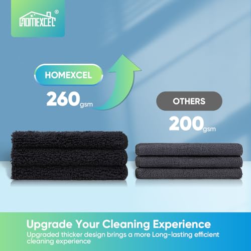 Homexcel JP-101 Microfiber Cleaning Cloth Black, 12 Pack Premium Microfiber Towels For Cars thumb #3