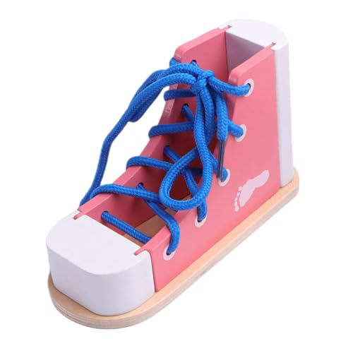 NUOBESTY Learn to Tie Shoes Wooden Lacing Shoe Toy Shoelaces Tying Toy Teaching Kit for Kids
