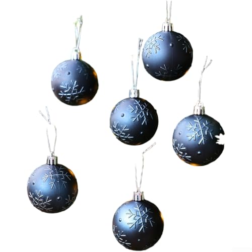 Juego de bolas de Navidad de plástico con copo de nieve mate de 6 cm y adornos colgantes pintados brillantes de 8 cm para decoración de árbol de temporada (E)
