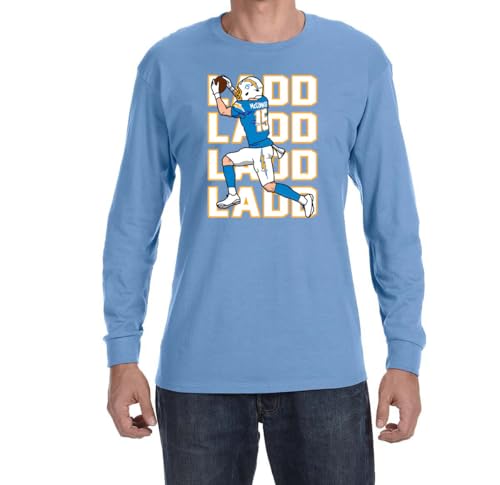 Long Sleeve Blue Los Angeles Ladd McConkey Text Pic T-Shirt