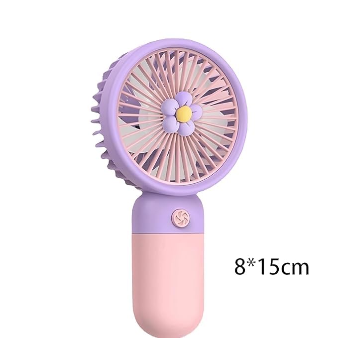 Image of Premium Mini Korean Portable USB Fan - Rechargeable 1200mAh Battery, Up to 6 Hours Working Time, 3-Speed Modes, Low Noise, Compact & Lightweight with USB Cable (Random Color)