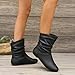 Baxtayel Womens Slouchy Leather Ankle Boots Casual Round Toe Flat Low Heel Booties Fall Winter Fashion Slip On Short Boots Comfortable Walking Shoes