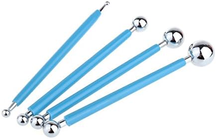 Ecjiuyi 9PCS Sculpting Tools,4PCS Double-Ended Metal Ceramic Clay Ball Stylus Dotting Tools and 5PCS 2 Way Silicone Polymer and Embossin Paper Flower Indentation Tool Set