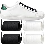 Endoto 2 Pairs Shoelaces for Gucci Ace Flat Shoe Laces Replacement Sneakers Shoes Strings(Color:Black+White,Size:59Inch)