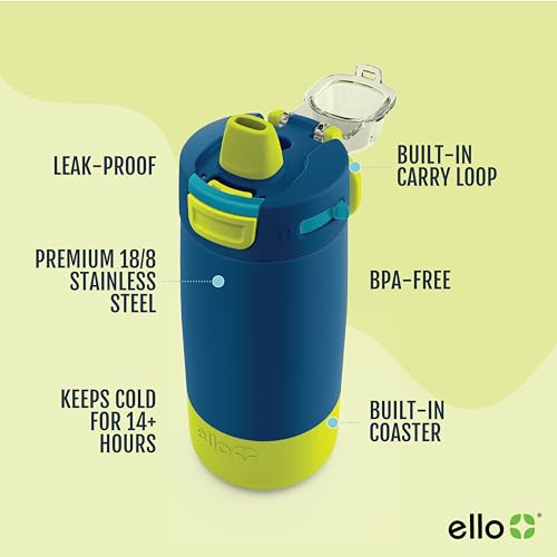 Ello Kids Colby Termo Infantil de Acero Inoxidable 12oz con Sorbete, Verde miniatura 3
