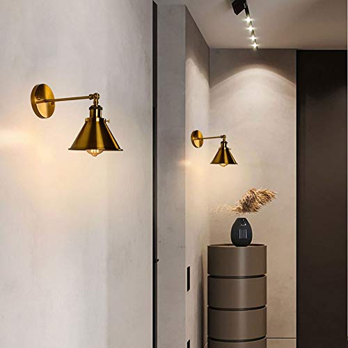Aplique de pared dorado vintage E27 en pack de 2 lámparas retro de metal para dormitorio 3