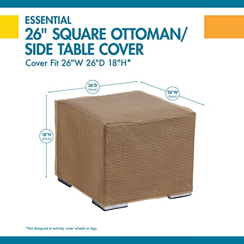 Duck Covers Essential Water-Resistant 26 Inch Square Patio Ottoman/Side Table Cover, Outdoor Ottoman Cover #TOP3