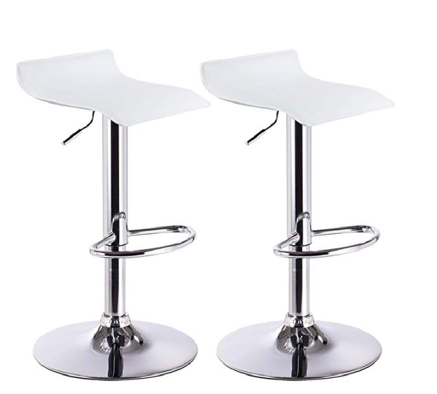 Mueblix | Taburetes Altos de Cocina 2 Unidades | Taburete de Bar | Silla Giratoria y Regulable en Altura | Color Blanco | Modelo Andes