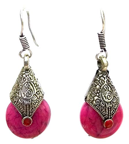 DESI HAWKER Silver Oxidized Earring Bali Jhumki Jhumka Jewelry Bollywood Hook Drop Dangle NI-153
