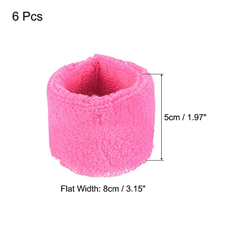 PATIKIL Sports Wristbands 8x5cm, 6 Pack Cotton Terry Cloth Absorbent Sweatband for Tennis Basketball Working Out Athletic Running, Pink - Image 2