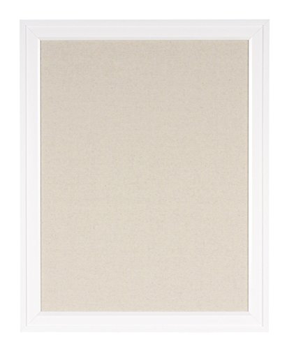 DesignOvation Bosc Framed Linen Fabric Pinboard, 23.5x29.5, White