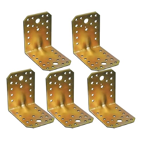 Set 5 Piastre Angolari Nervati per travi-Squadretta di Giunzione Angolare-Staffa Supporto travi-Piastra di Fissaggio ad Angolo per Porticati,Pergolati e Gazebo(Tropicalizzata, 90 x 100 x 100 mm)