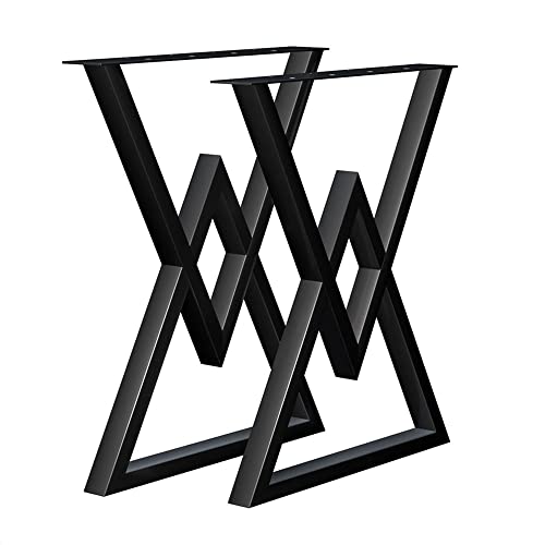 Yahpetes Tischbeine, 2 Stück, Metall-Möbelbeine, 71,1 x 61 cm, schwarze Gusseisen-Bankbeine, robuste industrielle Esstischbeine, Couchtischbeine (B) Cover