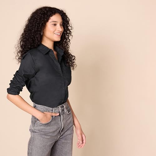 Amazon Essentials Womens Regular-Fit Long-Sleeve Button-Down Poplin Shirt
