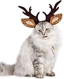 KUDES Dog Cat Christmas Reindeer Antlers Headband Classic Adjustable Elk Hat Headwear Pet Deer Cospaly Costumes Accessories (S(for Cats and Small Dogs))