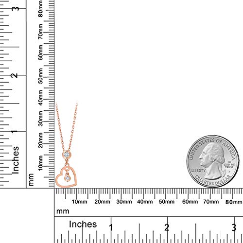 Gem Stone King 14K Rose Gold Round Lab Grown Diamond Heart Shape Necklace for Women | With 18 Inch 14K Rose Gold Chain Round | Fine Jewelry Gifts for Her Mom Women Wife4