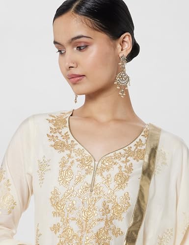 Image of BIBA Women Poly Chanderi Straight Printed Suit Set