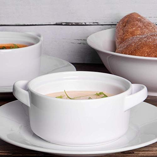Soup Bowls with Handles - Set of 4 | French Onion Soup Bowls | Cereal, Pasta & Stew Bowl | Ramen Noodle Bowl Set | Large Serving Bowls | M&W