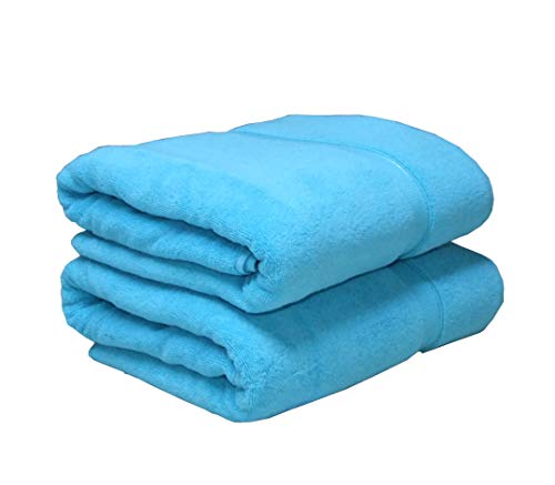 Image of The House Of Emily Premium Turkish Cotton Towels Thick Soft 650 gsm Double Yarn Luxury Hotel and Spa Quality (Aqua, 100 x 200 cm Bath Sheet (One Piece))