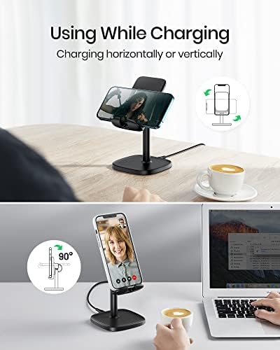 INIU Wireless Charger Phone Stand, 15W Fast Charge Adjustable Phone Desk Holder with Sleep-friendly Adaptive Indicator Wireless Charging Support For iPhone 14 13 12 11 Pro Max XR Samsung Google LG etc