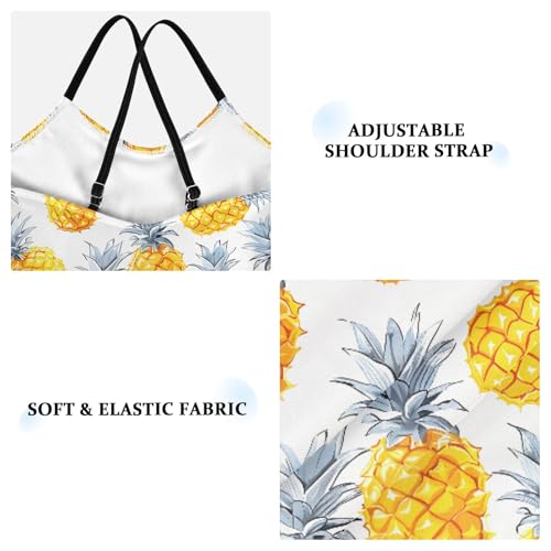 senya Girls Swimsuits One-Piece Swimwear Tie Bathing Suit Beach Summer Round Neck 9-10T White Background Pineapples Pattern3