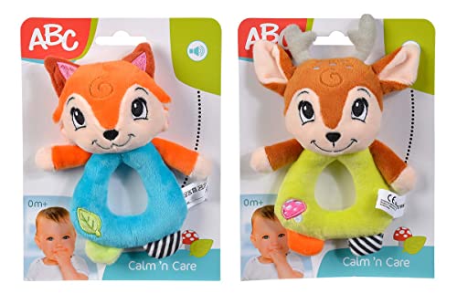 Simba ABC Forest Friends 104010115 Grasping Toy, Deer and Fox with Rattle Ball, 19 cm, Baby Toy, from The First Months of Life - Image 4
