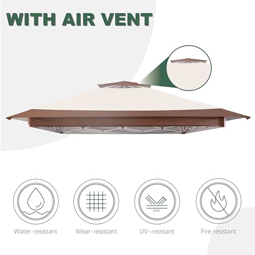 Canopy Replacement Cover Compatible with OUTFINE 12\'x12\', Compatible with HOTEEL 12\'x12\',Compatible with COBIZI 12x12, Compatible with SANOPY 12x12FT Gazebo, Canopy Cover ONLY,(Beige/Brown)