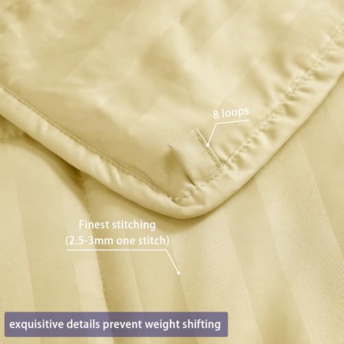 Image of Weighted Blanket for Adults (20 lbs, 48 inch x 72 inch, Mustard yellow Stripes) Heavy Blanket for Sleeping Perfect for 190-210 lbs, Twin Size Breathable Blanket with Premium Glass Bead, Machine Washable