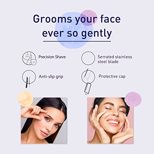 Image of Sirona Reusable Face Razor for Women - 3 Razors (Violet)| Painless Facial Hair Removal | Eyebrow Shaper, Upper Lip, Forehead, Peach Fuzz, Chin, Sideburns & Dermaplaning Tool