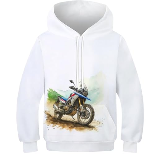VYIPAXTOR MotoLa Croix Imprimé 3D Hoodie Sports Et Loisirs Pulls Poches À Manches Longues Sweat - Shirt pour Les Enfants 7-9Y
