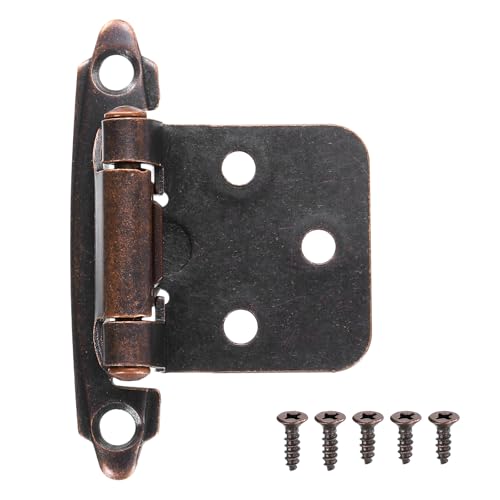sourcing map 1/2 Inch Overlay Cabinet Hinges, 6 Pcs Self Closing Flush Mount Cabinet Door Hinges with Door Bumper for Kitchen Bathroom Cabinet Doors Furniture, Oil Rubbed Bronze