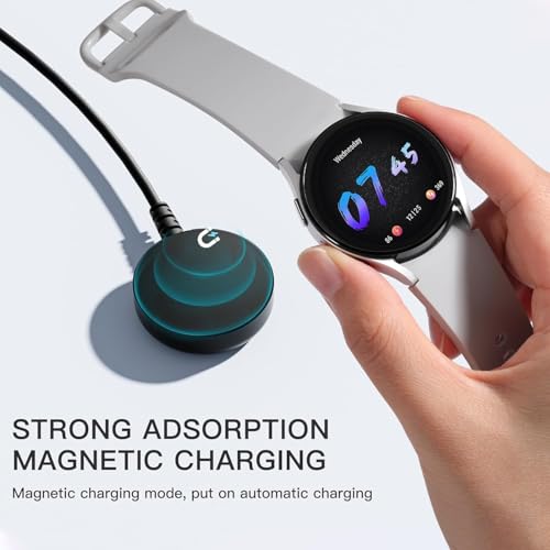Image of MARVIK Charger for Samsung Galaxy Watch 6 /6 Classic, 5 /5 Pro, 4 /4 Classic, 3, Active 2 /1, 3.3ft USB Magnetic Wireless Charger - Black