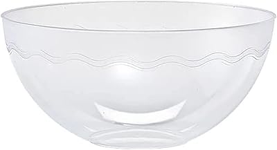 Nicole Fantini Disposable Elegant 100Oz Round Clear Plastic Party Snack/Salad Serving Bowls, Also can use to serve Chips, Candies & All : 2 Ct