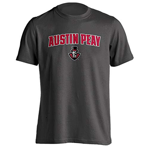 Sport Your Gear Officially Licensed Austin Peay Governors Classic Arch Mascot Basic Collegiate Logo T-Shirt (Charcoal - Large)