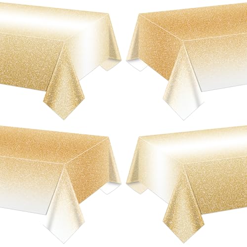 AJINXIN Lot de 4 nappes en plastique dégradé pour mariage, anniversaire de mariage, fête prénatale et fête prénatale, 130 x 220 cm