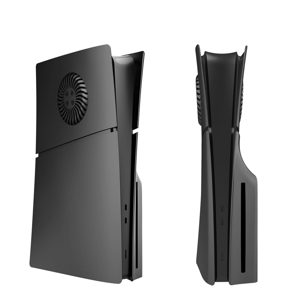 P5 Slim Schutzhülle Faceplates, Kühlplatte Shell Haut Belüftet Case Skin Hülle für PS5 Slim Zubehör 2023 Console Faceplates (Disc Edition Schwarz)